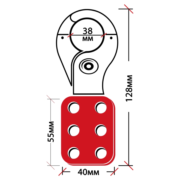 Замковый множитель BA-K02 — скоба LOTO с захватом 38 мм